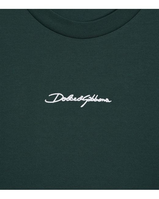 Dolce & Gabbana Green Cotton Palermo Logo T-Shirt for men
