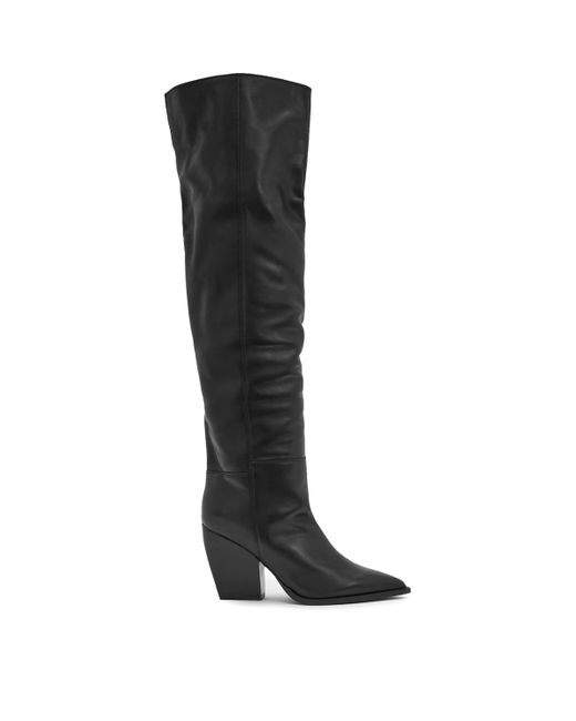 AllSaints Black Leather Reina Knee-High Boots 90