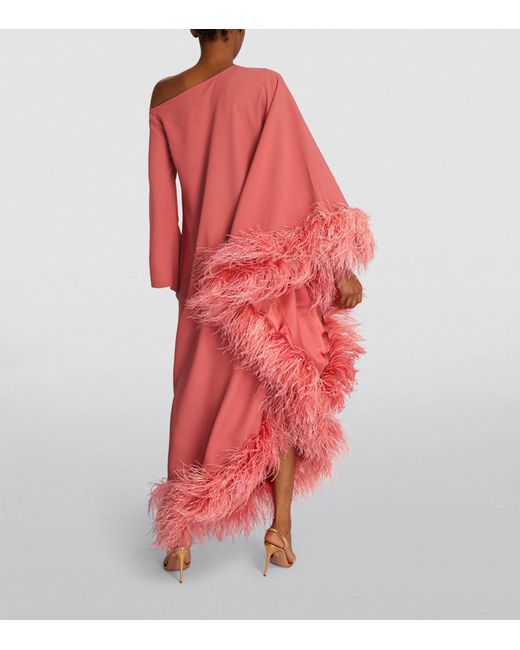 ‎Taller Marmo Pink Feather-trim Ubud Extravaganza Dress