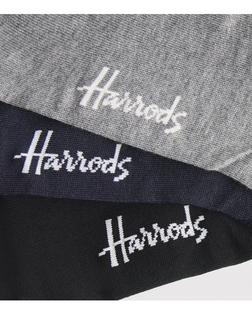 Harrods Black Pack Of 3 Logo Socks for men