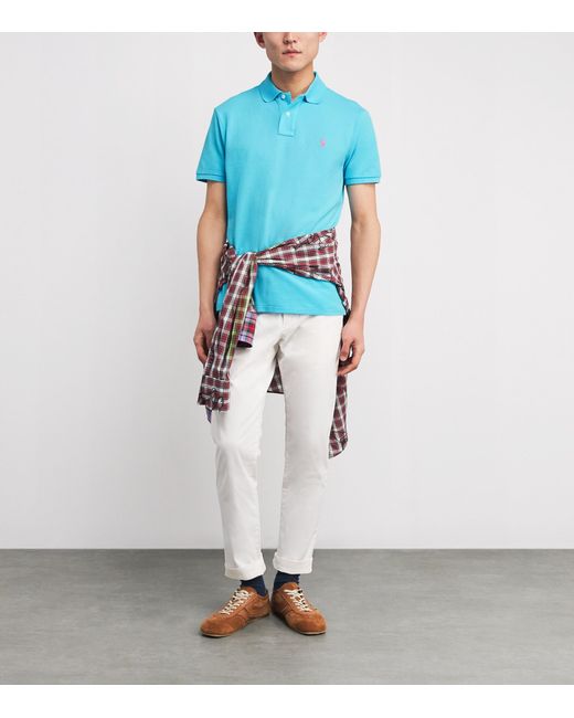 Polo Ralph Lauren Blue Cotton Mesh Polo Pony Polo Shirt for men