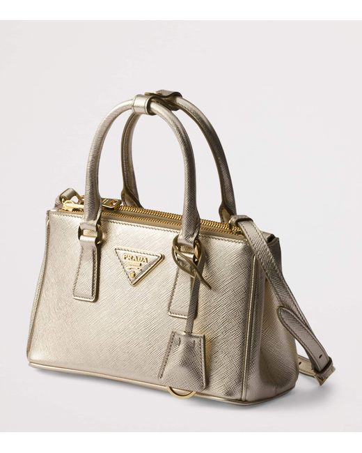 Prada Metallic Mini Patent Saffiano Leather Galleria Top-Handle Bag
