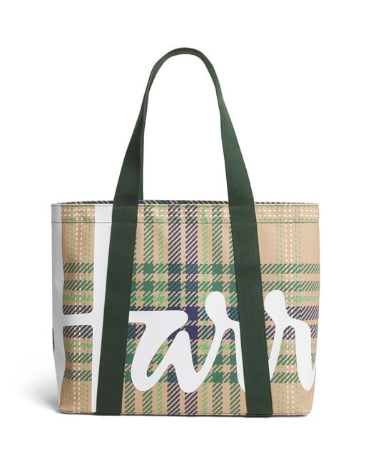 Harrods Green Medium Tartan Check Tote Bag