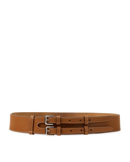 Ralph Lauren Brown Leather Double-Buckle Belt