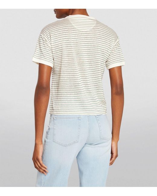 FRAME White Organic Linen Striped T-shirt