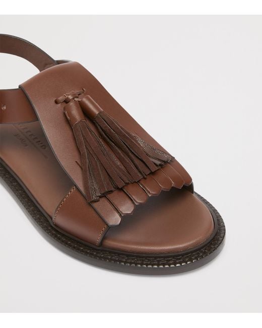 Weekend by Maxmara Brown Leather Tassel Sandals