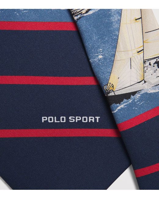 Polo Ralph Lauren Blue Silk Stripe Sailboat Tie for men