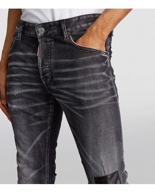 DSquared² Gray Distressed Skinny Skater Jeans for men