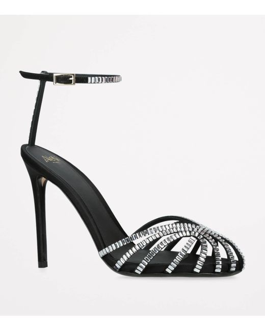 ALEVI Black Satin Embellished Penelope Heeled Sandals 110