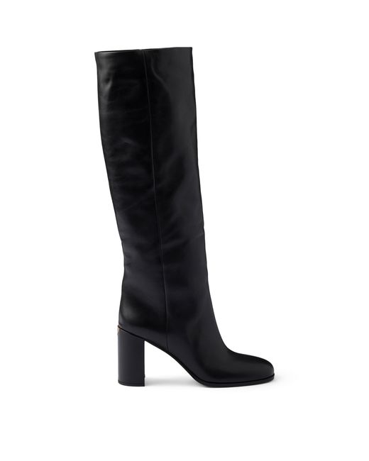 Prada Black Leather Knee-High Boots