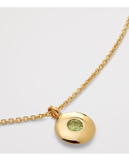 Monica Vinader Metallic Vermeil And Peridot August Birthstone Necklace