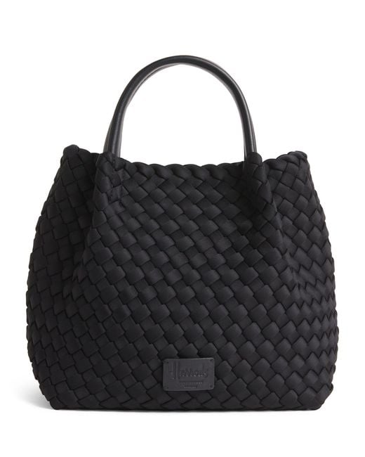 Harrods Black Mini Neoprene Woven Tote Bag