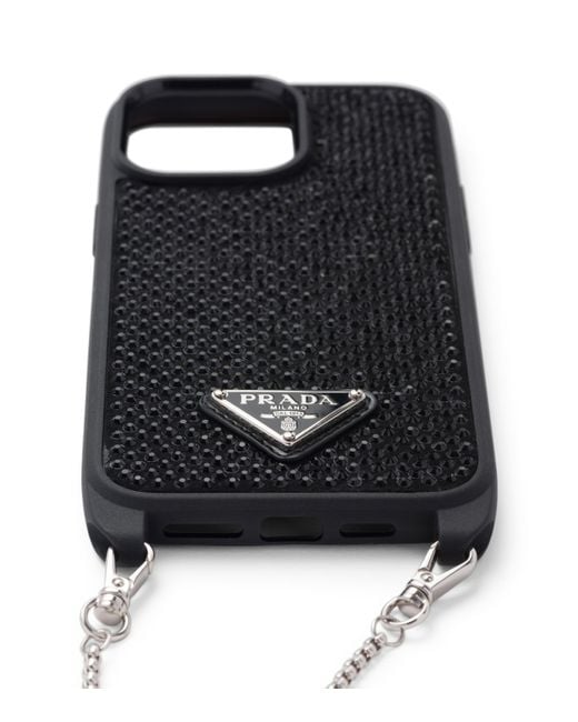 Prada White Embellished Iphone 14 Pro Max Case