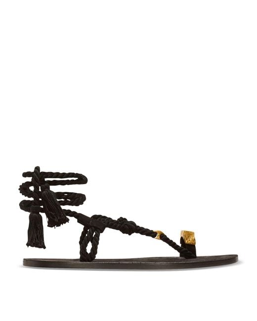 Balmain Black Cotton Tie Sandals for men