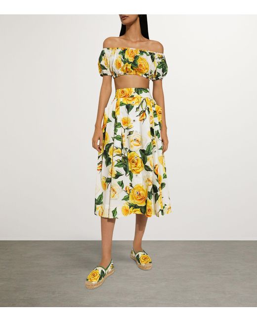 Dolce & Gabbana Yellow Floral Crop Top