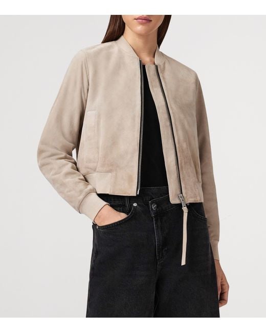 AllSaints Natural Suede Orten Bomber Jacket