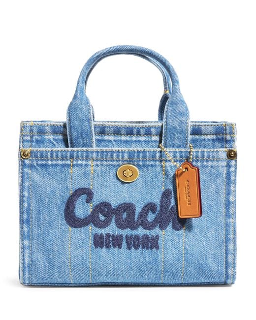 バッグ COACH denim leather tote bag COACH Denim Cargo 20 Tote Bag in Blue | Lyst