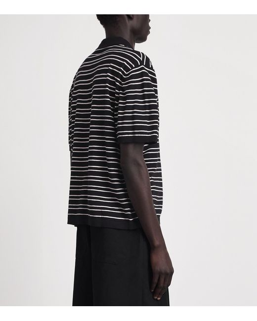 Represent Black Cotton Stripe Polo Shirt for men