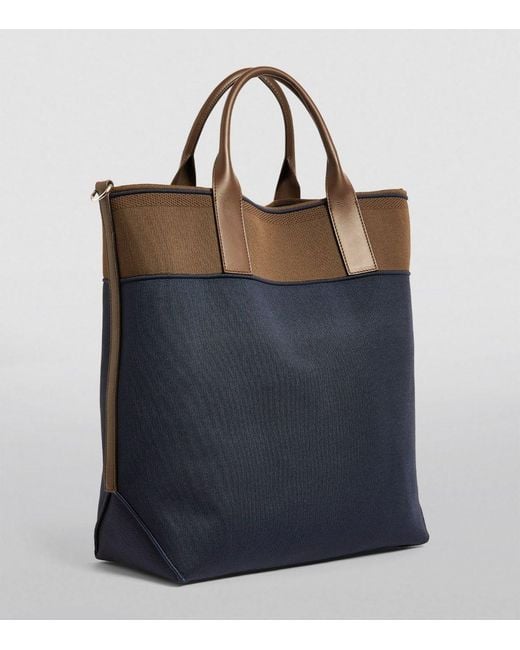 トートバッグ Giorgio Armani Leather Tote Bag With Logo Giorgio Armani Logo Tote Bag in Blue for Men | Lyst