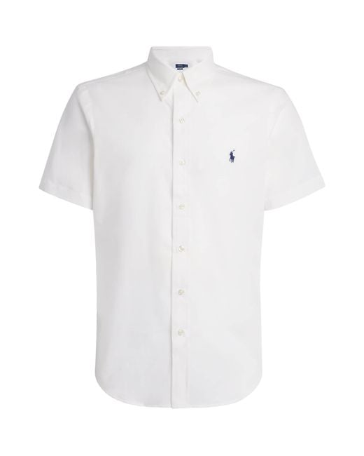 Polo Ralph Lauren White Stretch-Cotton Poplin Short-Sleeve Shirt for men
