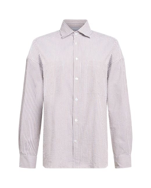 With Nothing Underneath Purple Seersucker Striped The Weekend Shirt