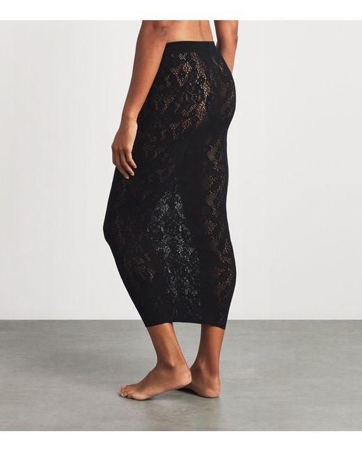 Wolford Black Infinite Rose Net Skirt