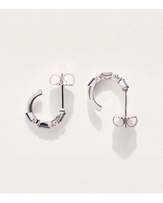 Suzanne Kalan Natural Diamond And Sapphire Thin Mix Hoop Earrings