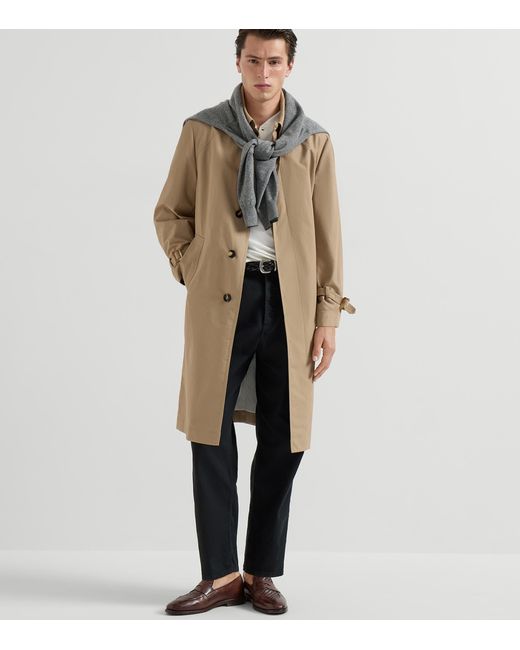 Brunello Cucinelli Gray Cashmere V-Neck Sweater for men