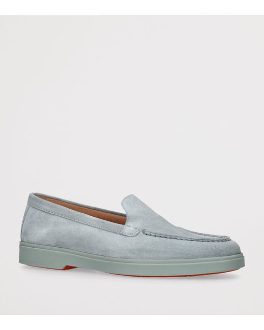 Santoni Gray Suede Loafers