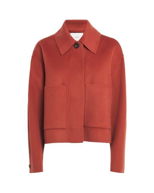 Joseph Red Wool-Silk Cropped Kalaa Jacket