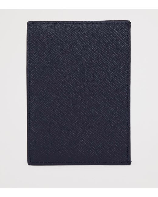 Smythson Blue Panama Leather Compact Card Holder for men