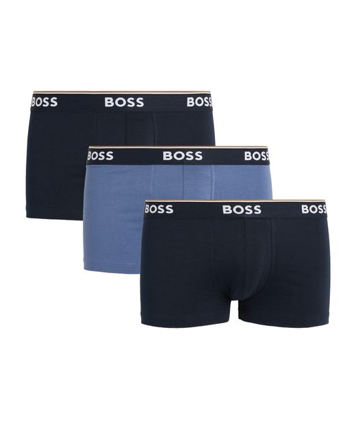 Boss Blue Logo Trunks (pack Of 3) for men