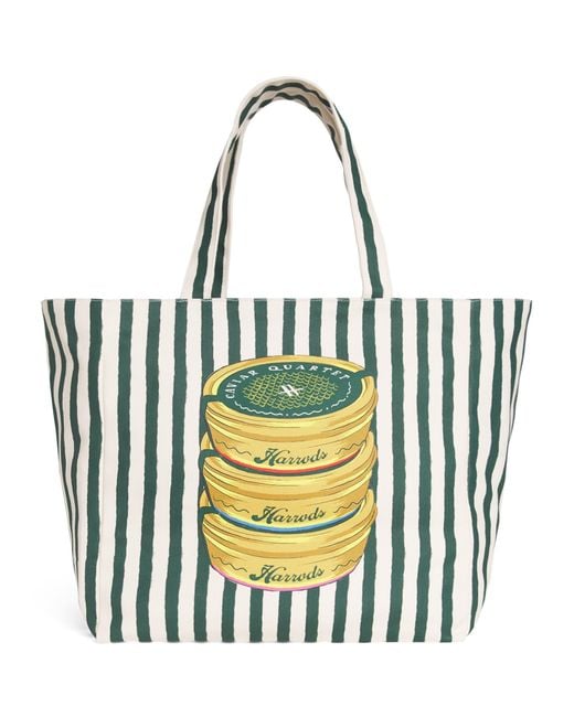 Harrods Metallic Cotton Canvas Caviar Tote Bag