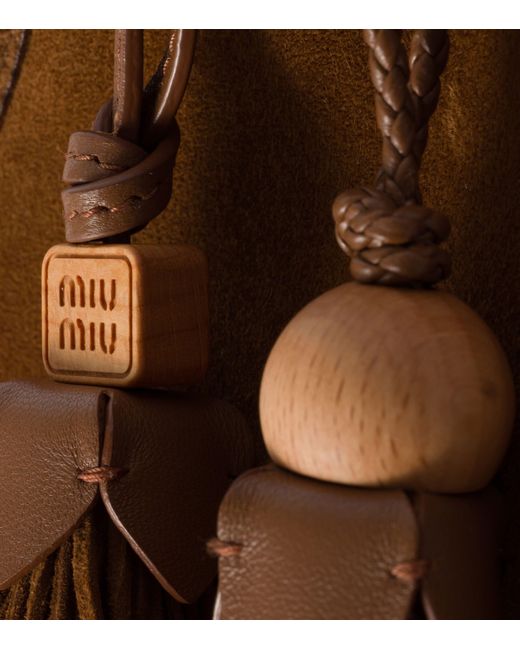 Miu Miu Brown Suede Tassel Tote Bag