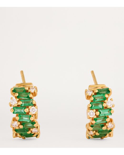 Suzanne Kalan Yellow Emerald And Diamond Shimmer Hoop Earrings