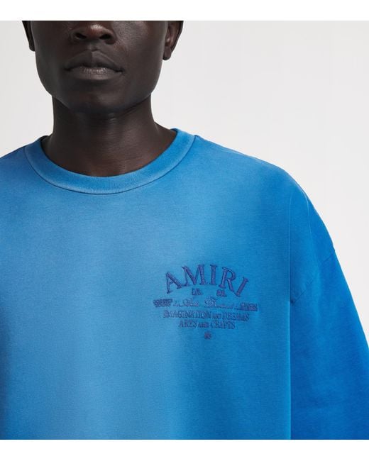 Amiri Blue Cotton Arts District T-Shirt for men