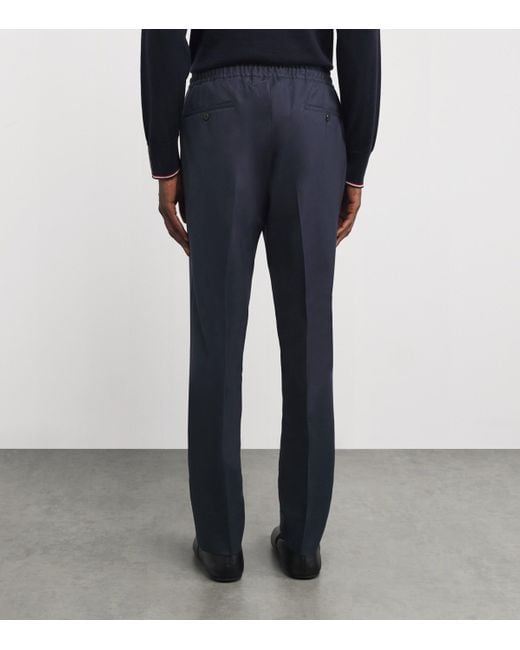 Corneliani Blue Wool Drawstring Trousers for men