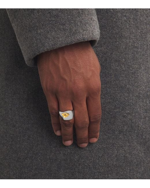Tom Wood Metallic Sterling And Diamond Signet Ring for men