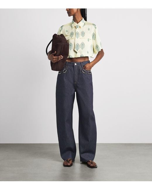 Sandro Blue Metal-Detail Barrel Jeans