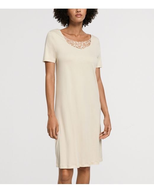 Hanro Natural Cotton Short-Sleeve Belen Nightdress