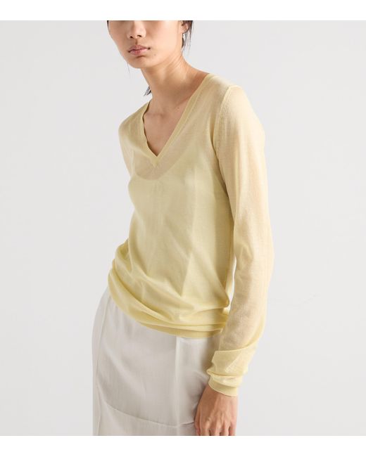 Prada Natural Cashmere-Silk Sweater