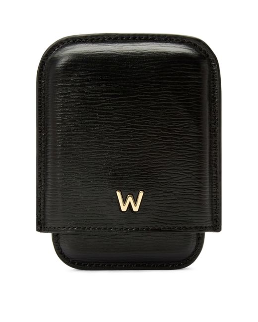 Wolf Black Leather W Moulded Card Holder