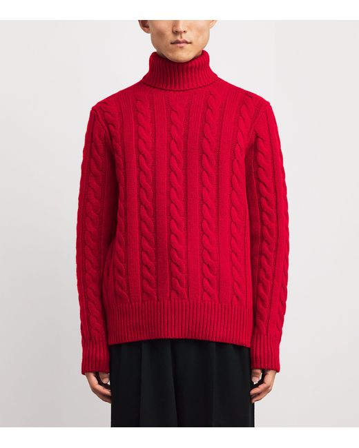 Polo Ralph Lauren Red Wool-Cashmere Rollneck Sweater for men