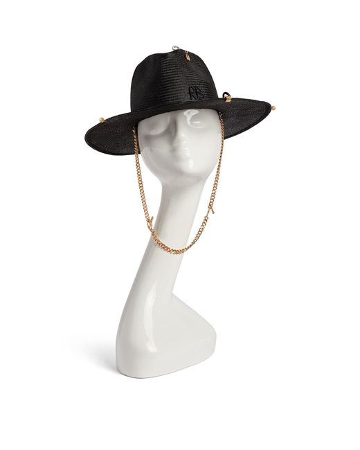 Ruslan Baginskiy Straw Fedora Hat With Chain Chin Strap in  display picture 1