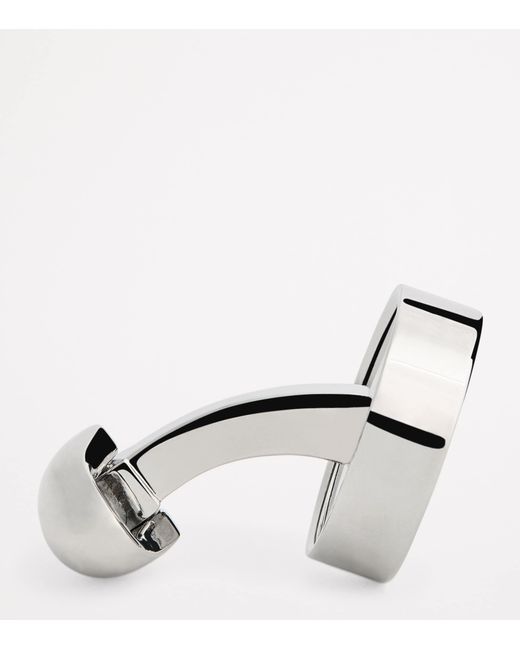 Babette Wasserman White Rhodium-Plated Reversible Disc Cufflinks for men