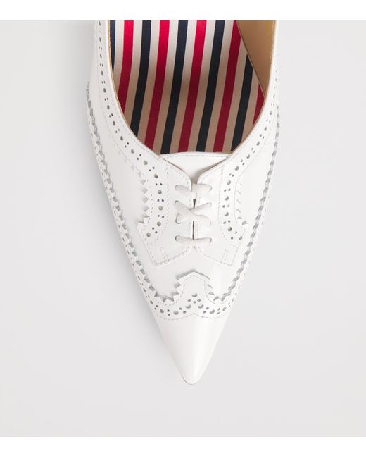 Thom Browne White Patent Leather Wingtip Pumps 90