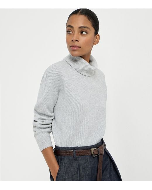 Brunello Cucinelli Gray Cashmere Rollneck Sweater