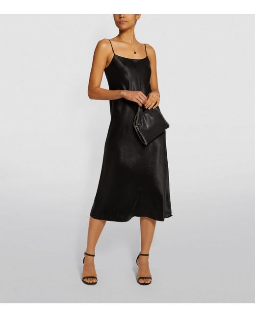 Vince Black Strappy Slip Midi Dress