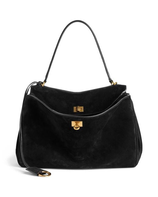 Balenciaga Black Medium Suede Rodeo Shoulder Bag