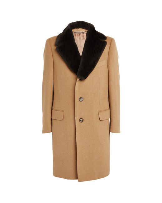 Canali Brown Detachable-collar Pea Coat for men